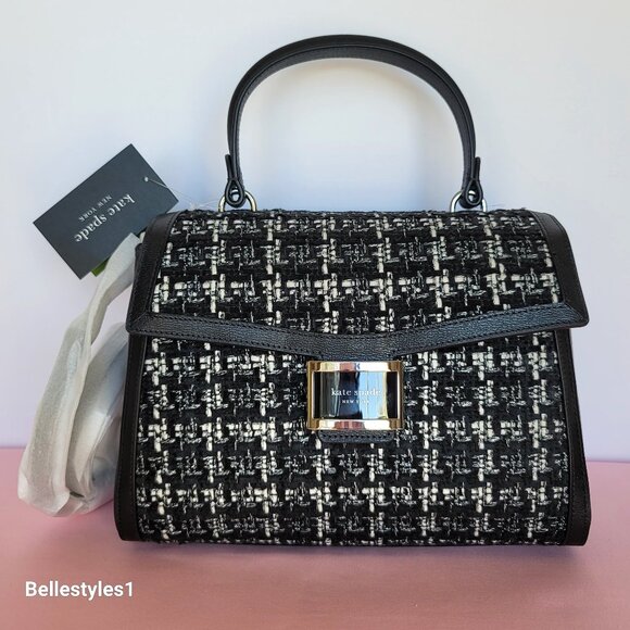 KATE SPADE Handbags - KATE SPADE Katy Tweed Medium Top Handle Bag-Black Multi